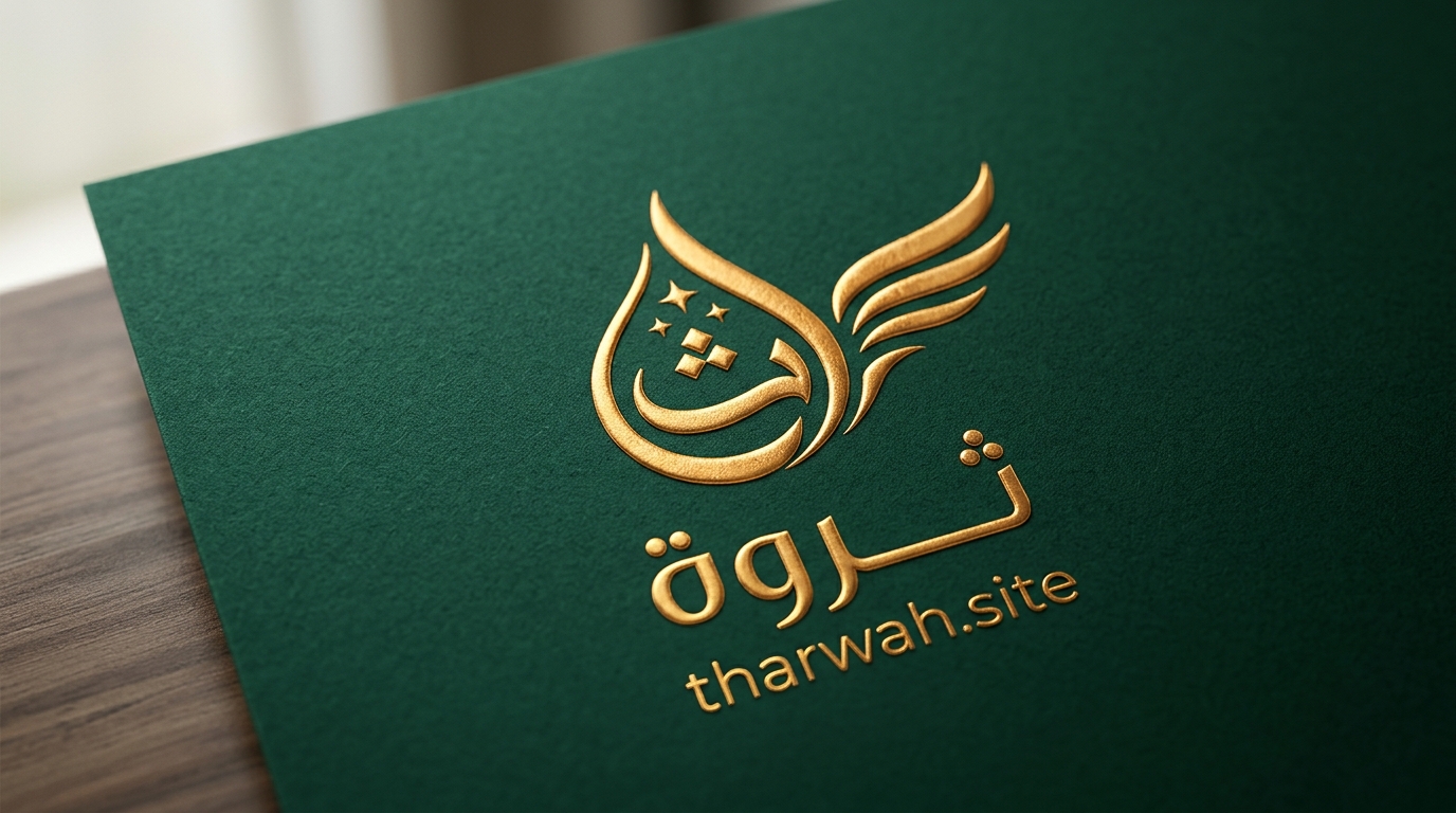 معاينة الشعار المنفذ بختم الذهب البارز على ورق أخضر زمردي فاخر